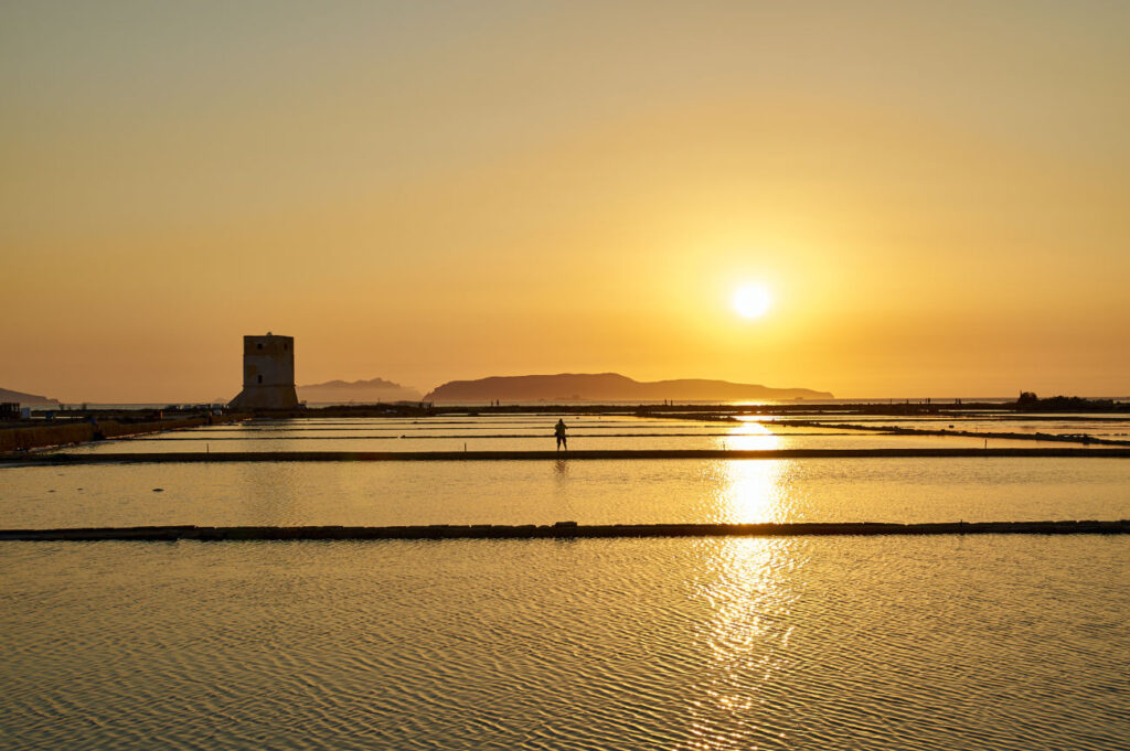 Tramonto sulle saline di Trapani